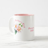 Moederdag geloof en camelia's tweekleurige koffiemok (Voorkant links)