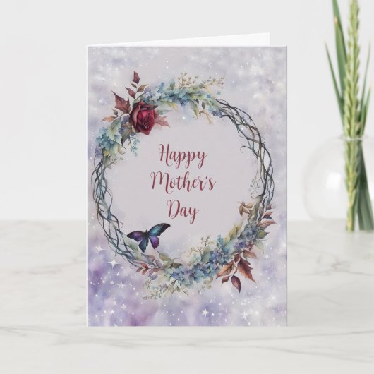 Moederdag-generaal met  krans vlinder kaart (Voorkant)