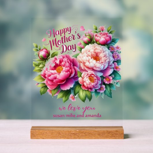 Moederdag Gepersonaliseerd Peony Acryl Teken Acryl Bord (Neutraal)