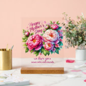 Moederdag Gepersonaliseerd Peony Acryl Teken Bord (Huwelijk)