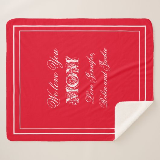 Moederdag Gepersonaliseerd prachtige chique rood Sherpa Deken (Voorkant (horizontaal))