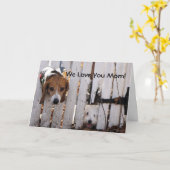 Moederdag geredde pups kaart (Gele Bloem)