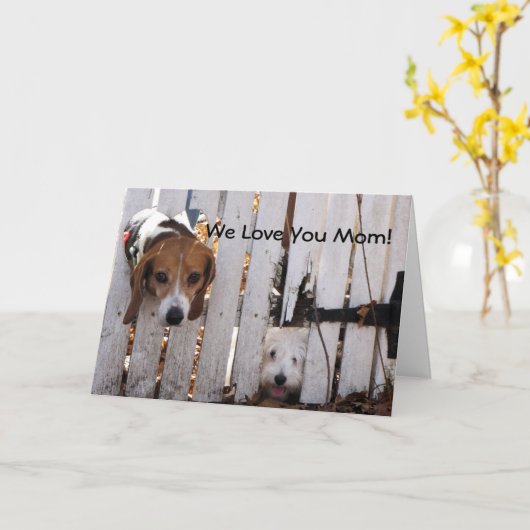 Moederdag geredde pups kaart (Gele Bloem)