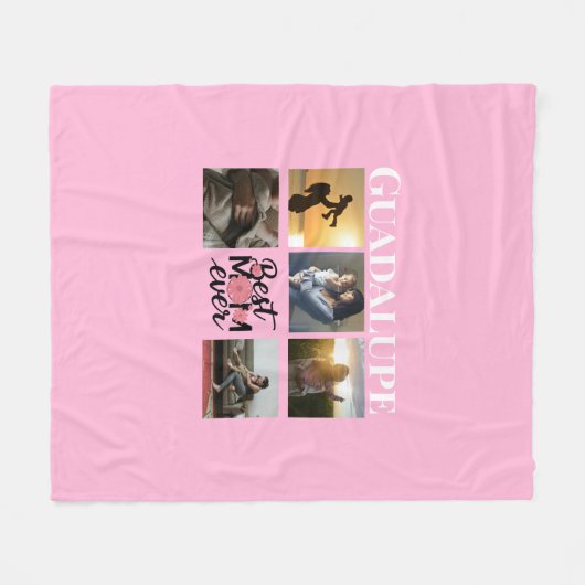 Moederdag Geschenken Fotocollage monogram Fleece Deken (Voorkant (Horizontaal))