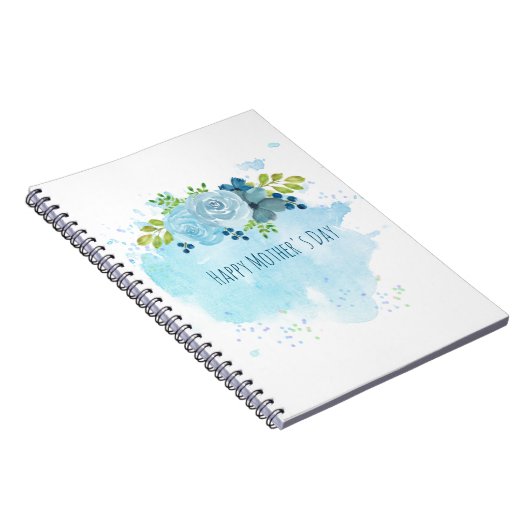 Moederdag Geschenken Modern Stof Blauw Bloemen Aan Notitieboek (Rechterzijde)
