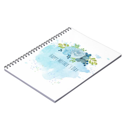 Moederdag Geschenken Modern Stof Blauw Bloemen Aan Notitieboek (Linkerzijde)
