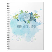 Moederdag Geschenken Modern Stof Blauw Bloemen Aan Notitieboek (Voorkant)