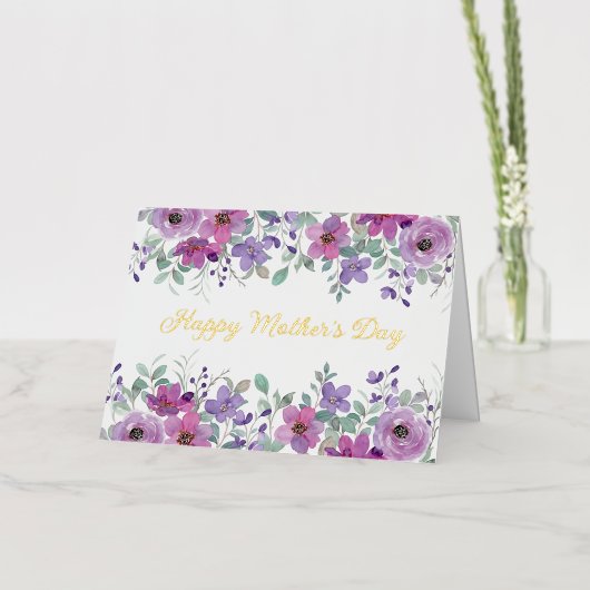 Moederdag Gevouwen Folie Wenskaart (Bloemen)