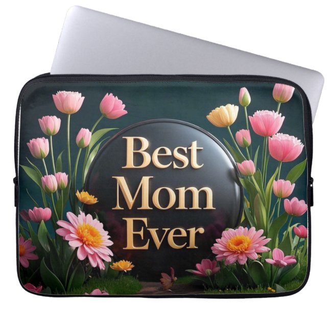 Moederdag Gift Beste moeder ooit bloeit Laptop Sleeve (Voorkant)