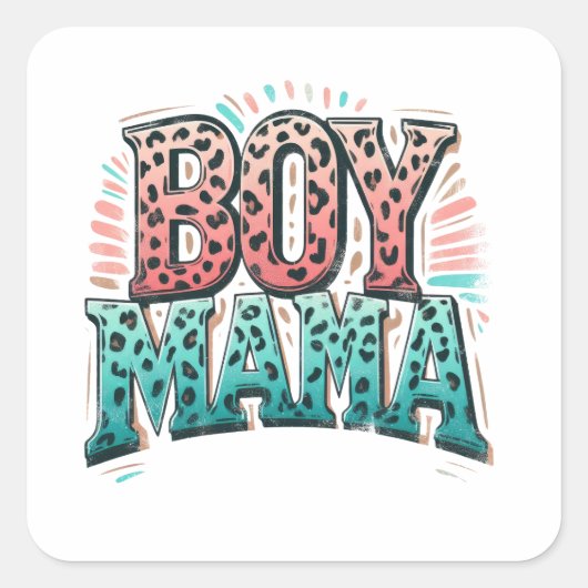 Moederdag Gift | Boy Mama Vierkante Sticker (Voorkant)