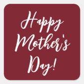 Moederdag Gift Deep Red stijlvol script Vierkante Sticker (Voorkant)