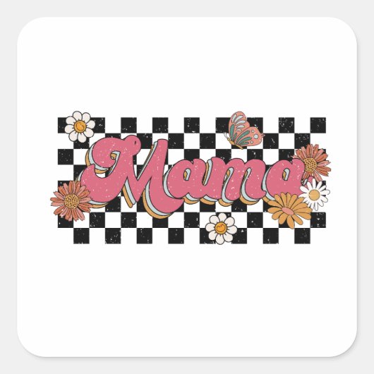 Moederdag Gift | Flower Mama Vierkante Sticker (Voorkant)