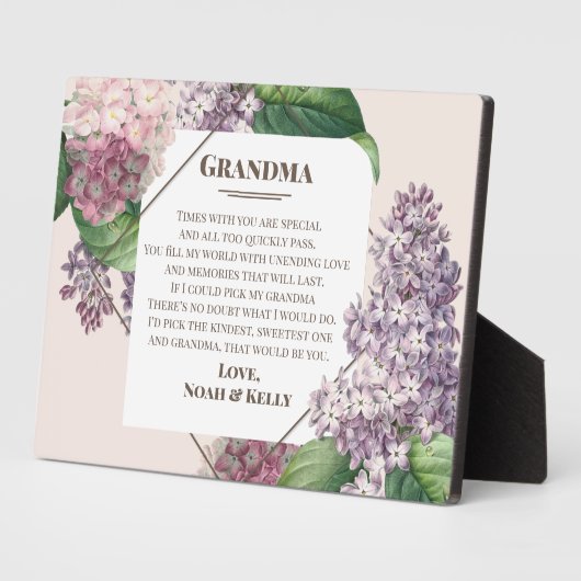 Moederdag Gift Flowers Grandma van kleinkinderen Fotoplaat (Zijkant)