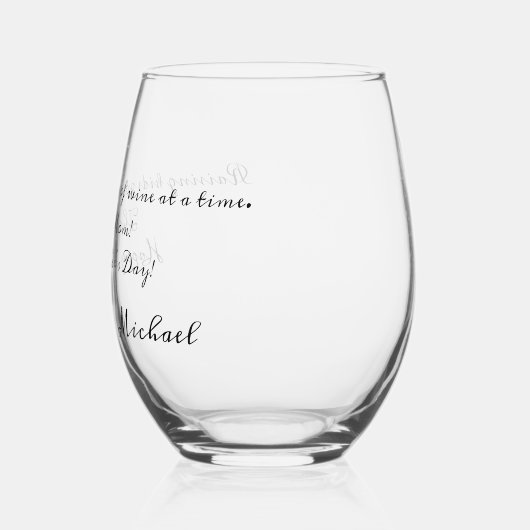 Moederdag Gift Funny Quotes Script Naam op Wijnglas Zonder Voet (Links)