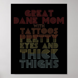 Moederdag Gift Grote Deen Mama Tattoos Hondenliefh Poster