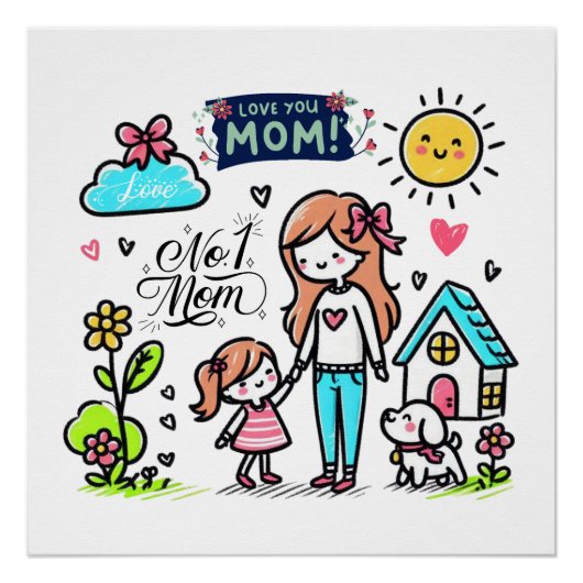 Moederdag Gift | Ik hou van je, mam Perfect Poster (Voorkant)