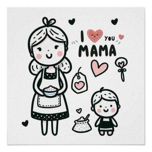 Moederdag Gift | Ik hou van je, mama Perfect Poster (Voorkant)