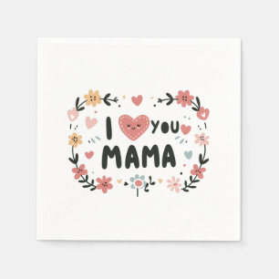 Moederdag Gift   Ik hou van je, mama Servet