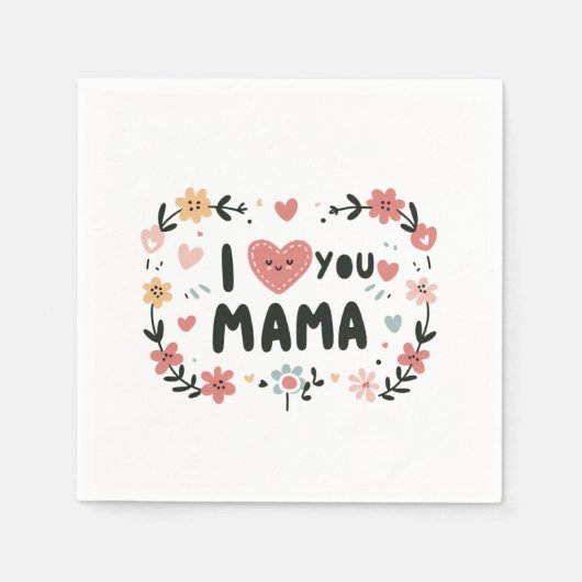 Moederdag Gift | Ik hou van je, mama Servet (Voorkant)