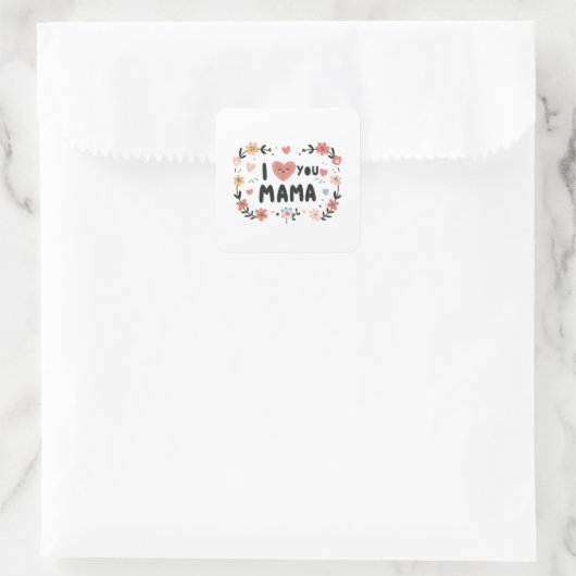 Moederdag Gift | Ik hou van je, mama Vierkante Sticker (Tas)