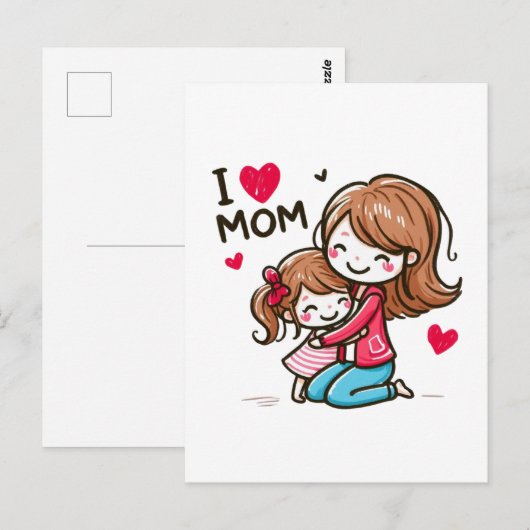 Moederdag Gift | Ik hou van mama Briefkaart (Voorkant / Achterkant)