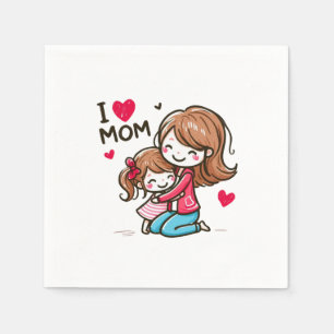 Moederdag Gift Ik hou van mama Servet