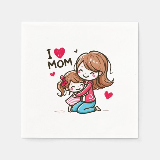 Moederdag Gift | Ik hou van mama Servet (Voorkant)