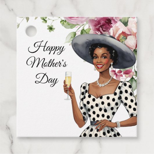 Moederdag Gift Labels - Brown-skinned Lady (Voorkant)