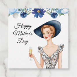 Moederdag Gift Labels - Dame met blauw Pet