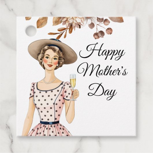 Moederdag Gift Labels - Dame met bruin Pet (Voorkant)