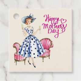 Moederdag Gift Labels - Dame met twee champagnes