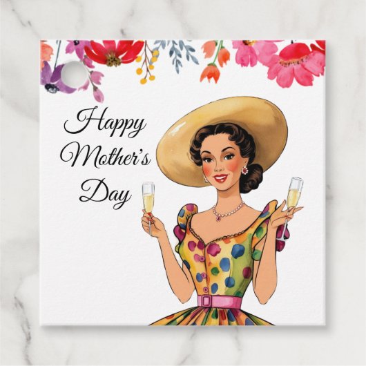 Moederdag Gift Labels - Dame met vlekkerige jurk (Voorkant)