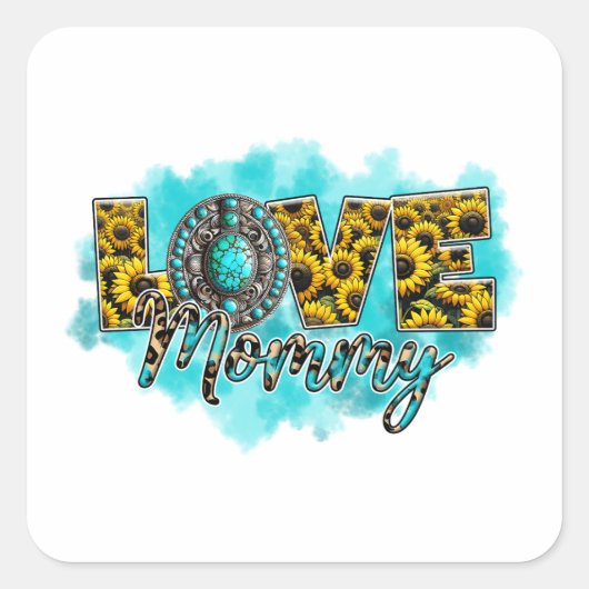 Moederdag Gift | Love Floral Mama Vierkante Sticker (Voorkant)