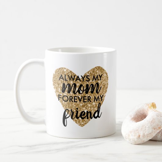 moederdag Gift Ma Heart Gold Glitter Cute Quote Koffiemok (Met donut)