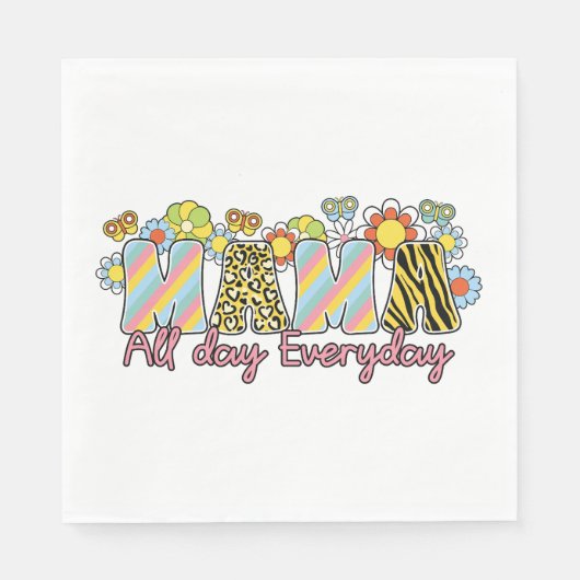 Moederdag Gift | Mama de hele dag Servet (Voorkant)
