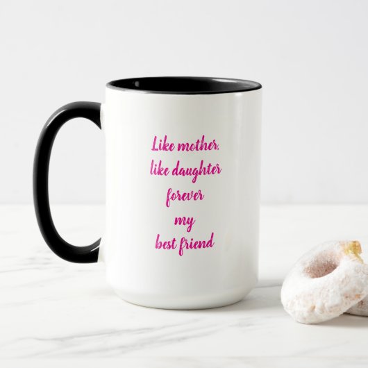 Moederdag Gift Mama Dochter Hot Pink Quote Mok (Met donut)