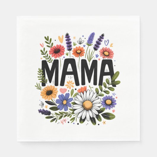 Moederdag Gift | Mama Floral Servet (Voorkant)