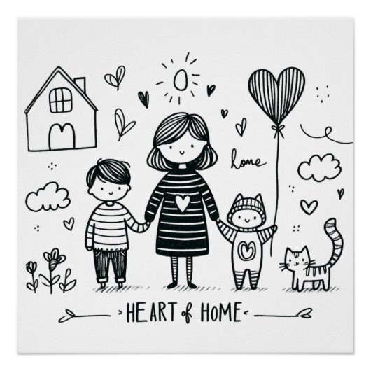 Moederdag Gift | Mama hart van thuis Perfect Poster (Voorkant)
