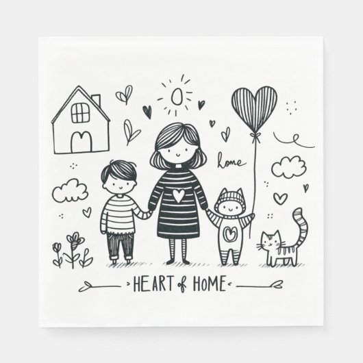 Moederdag Gift | Mama hart van thuis Servet (Voorkant)