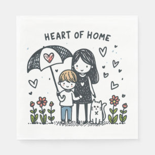 Moederdag Gift Mama is het hart van thuis Servet