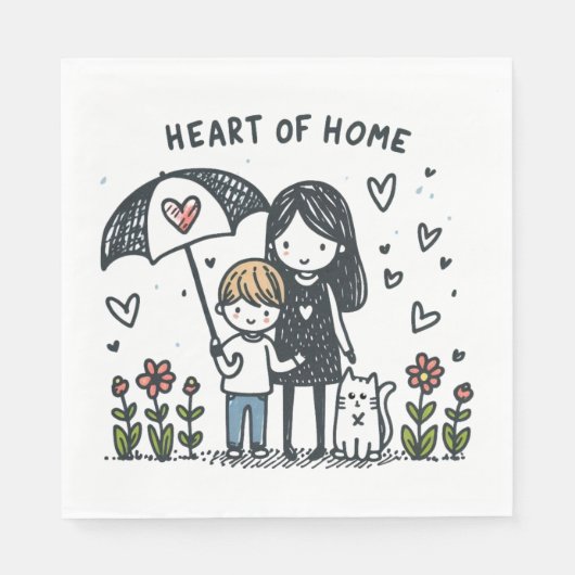 Moederdag Gift | Mama is het hart van thuis Servet (Voorkant)