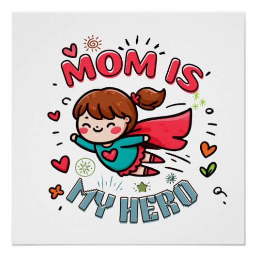 Moederdag Gift | Mama is mijn held Perfect Poster (Voorkant)