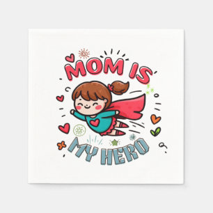 Moederdag Gift Mama is mijn held Servet