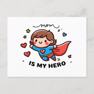 Moederdag Gift   Mama is mijn held Uitnodiging Briefkaart