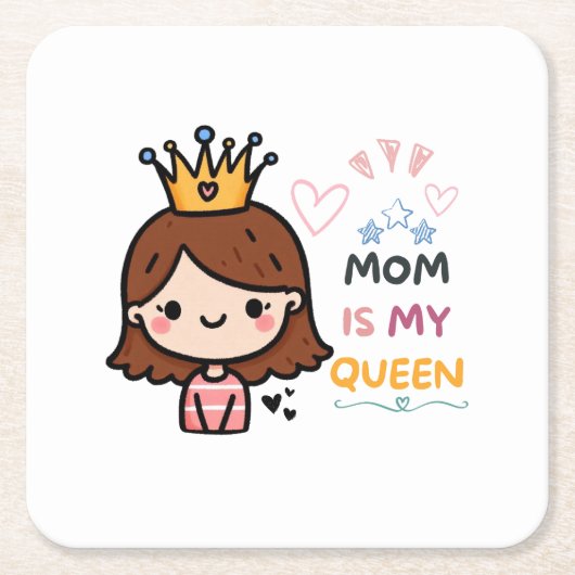Moederdag Gift | Mama is mijn koningin Kartonnen Onderzetters (Voorkant)