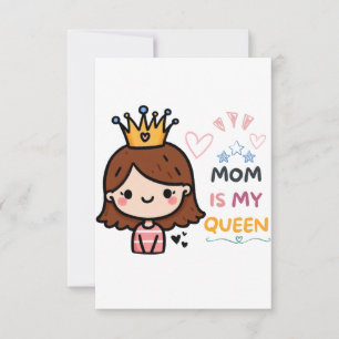 Moederdag Gift   Mama is mijn koningin RSVP Kaartje