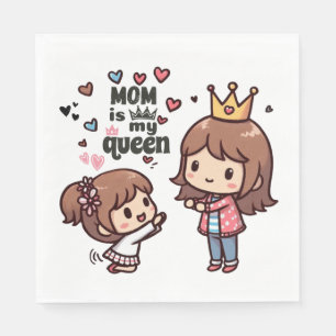 Moederdag Gift   Mama is mijn koningin Servet
