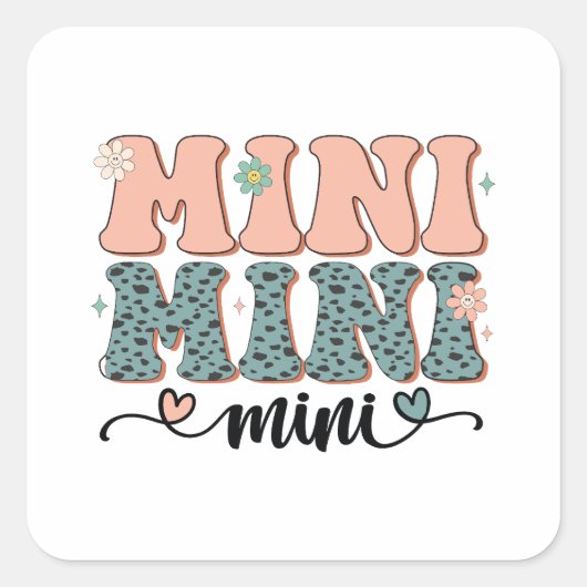 Moederdag Gift | Mini Floral Vierkante Sticker (Voorkant)