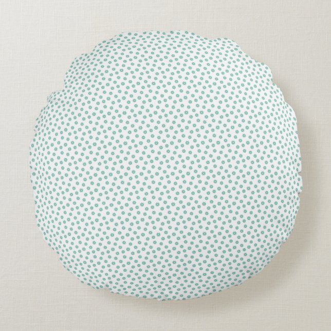 Moederdag Gift | Mint Daisies Rond Kussen (Voorkant)