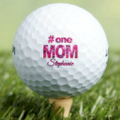 Moederdag Gift #One MOM Roze Bloemen Gepersonalise Golfballen